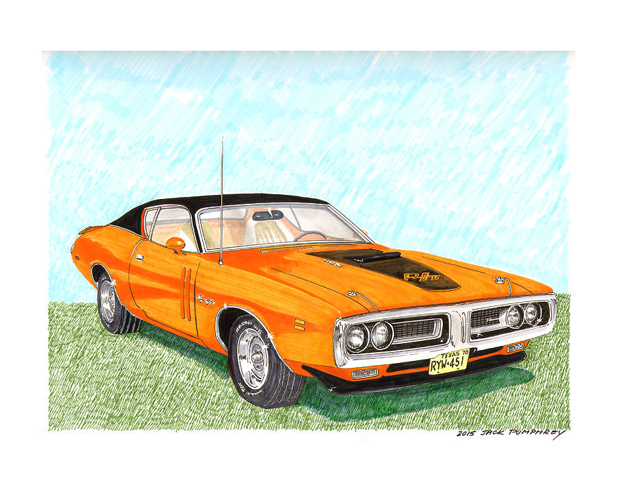 1971 Dodge Charger R T Painting by Jack Pumphrey