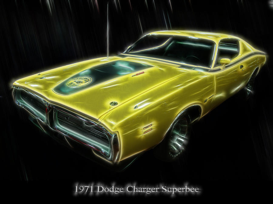1971 Dodge Charger Superbee - Electric Digital Art by Flees Photos