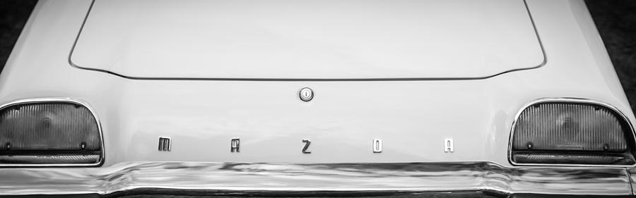 Black And White Photograph - 1971 Mazda Cosmo Taillight Emblem -0733bw by Jill Reger