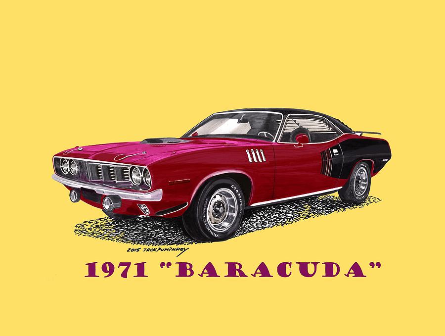 1971 Plymouth Barracuda Painting by Jack Pumphrey