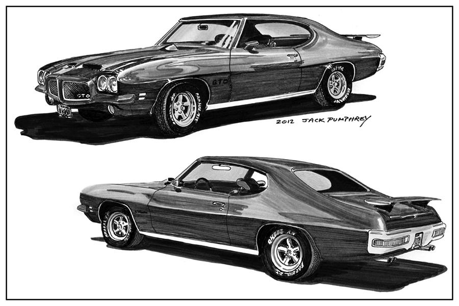 1971 Pontiac Gto Painting - 1971 Pontiac G T O Coming and Goin by Jack Pumphrey