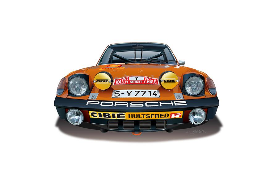 1971 Porsche 914-6  Illustration Drawing by Alain Jamar