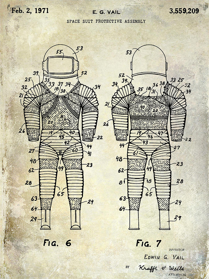 Space Photograph - 1971 Space Suit Patent  by Jon Neidert