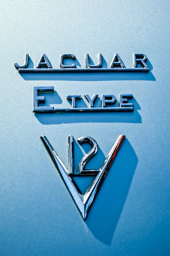 1972 Jaguar E-Type V12 Roadster Emblem Photograph by Jill Reger