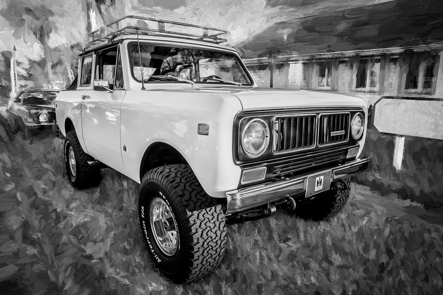 Vintage Photograph - 1973 International Scout II Painted BW by Rich Franco