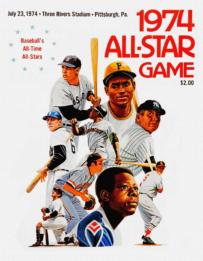 Hank Aaron Painting - 1974 Baseball All Star Game Program by Big 88 Artworks