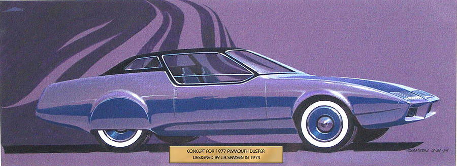 Car Concepts Drawing - 1974 DUSTER  Plymouth styling design concept sketch by John Samsen