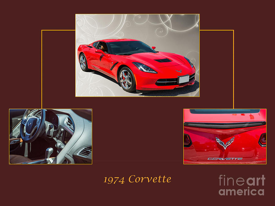 1974 Red Corvette by Chevrolet Collage Print 3514.02 Photograph by M K Miller
