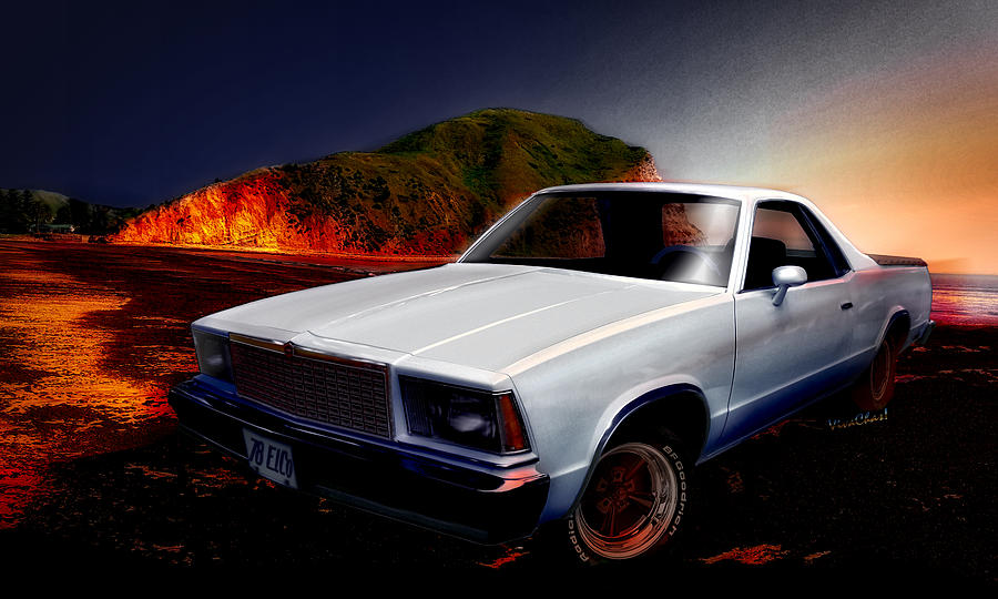 1978 El Camino onna New Zealand Beach Photograph by Chas Sinklier