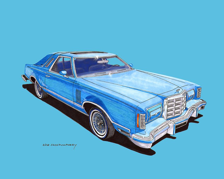 1979 Ford Thunderbird Painting - 1979 Thunderbird Tee Shirt Art by Jack Pumphrey