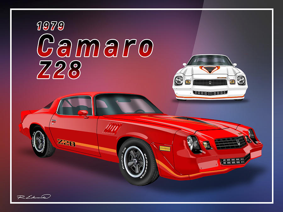 1979 Z28 Camaro Red and White Painting by Rudy Edwards - Fine Art America