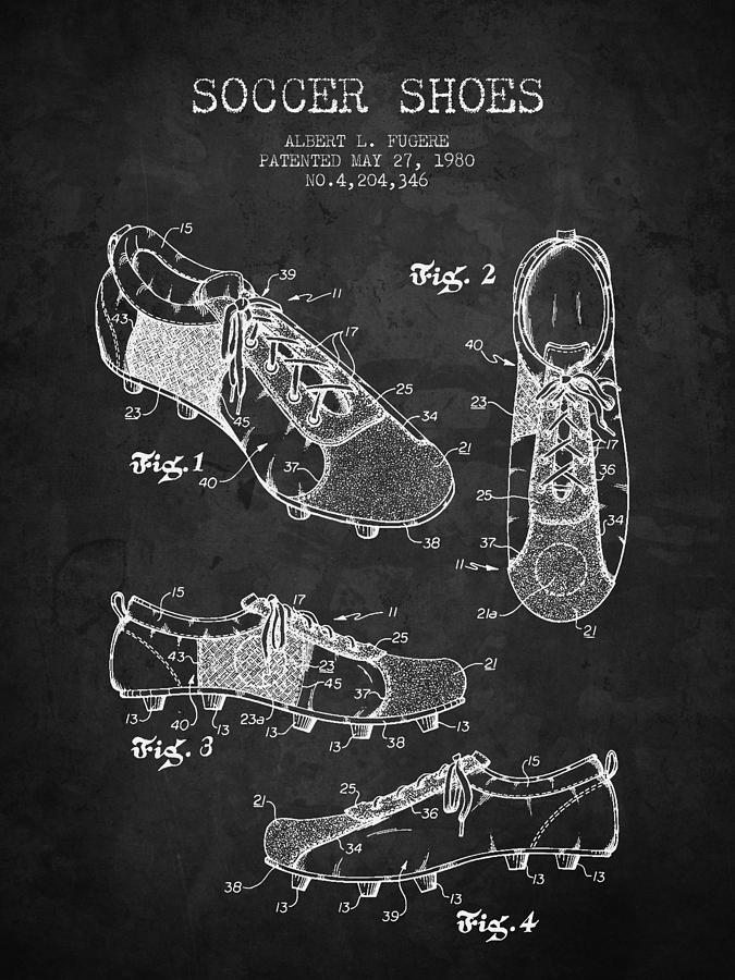 1980 Soccer Shoe Patent - Charcoal - Nb Digital Art
