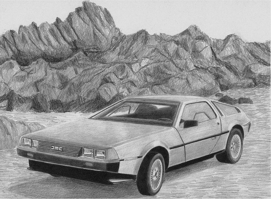 1981 Delorean CLASSIC CAR ART PRINT Drawing by Stephen Rooks Fine Art