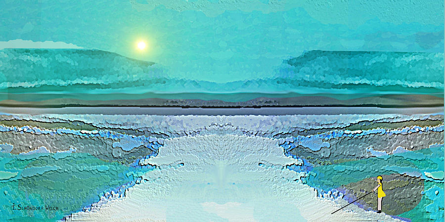 1983   Blue waterland -  2017 Digital Art by Irmgard Schoendorf Welch