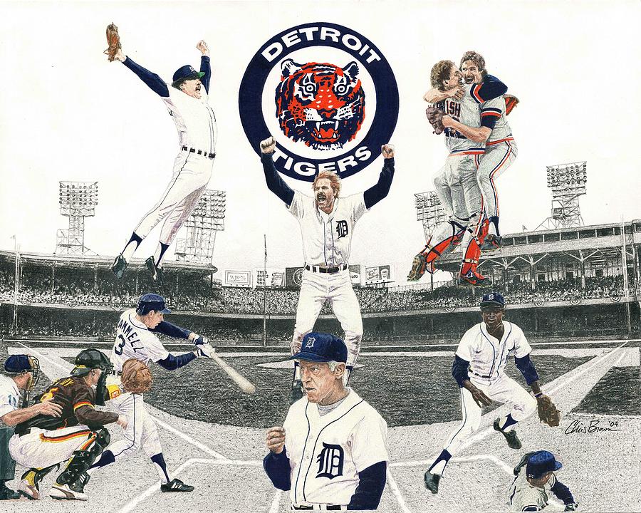 1984 Detroit Tigers Drawing by Chris Brown