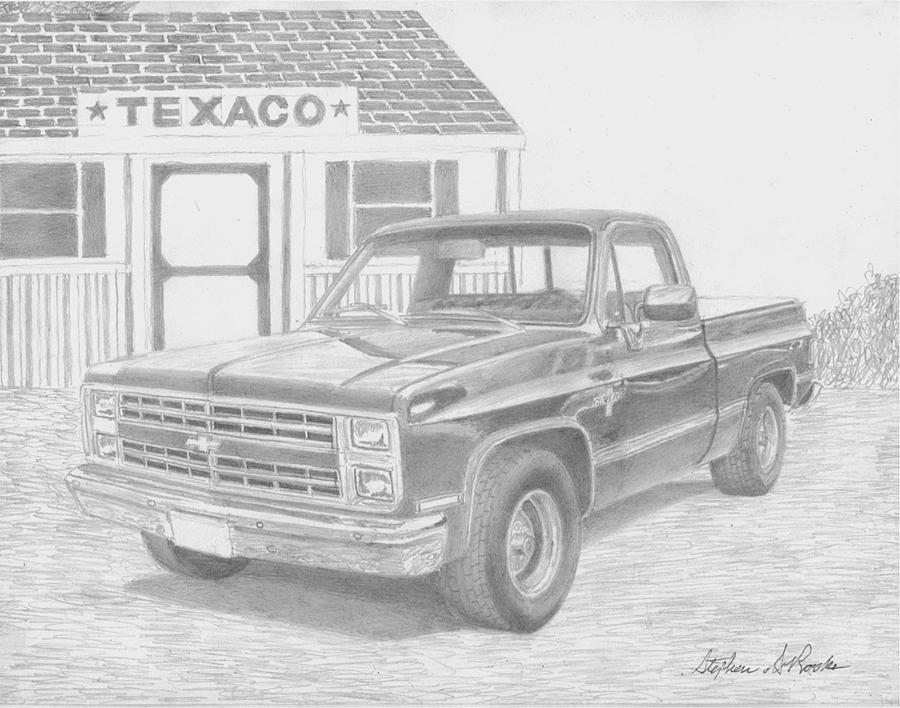 1986 Chevrolet Pickup TRUCK ART PRINT Drawing by Stephen Rooks