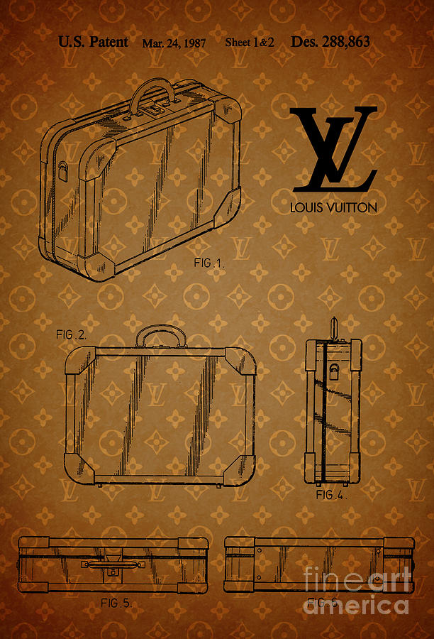 1987 Louis Vuitton Suitcase Patent 3 Drawing by Nishanth Gopinathan