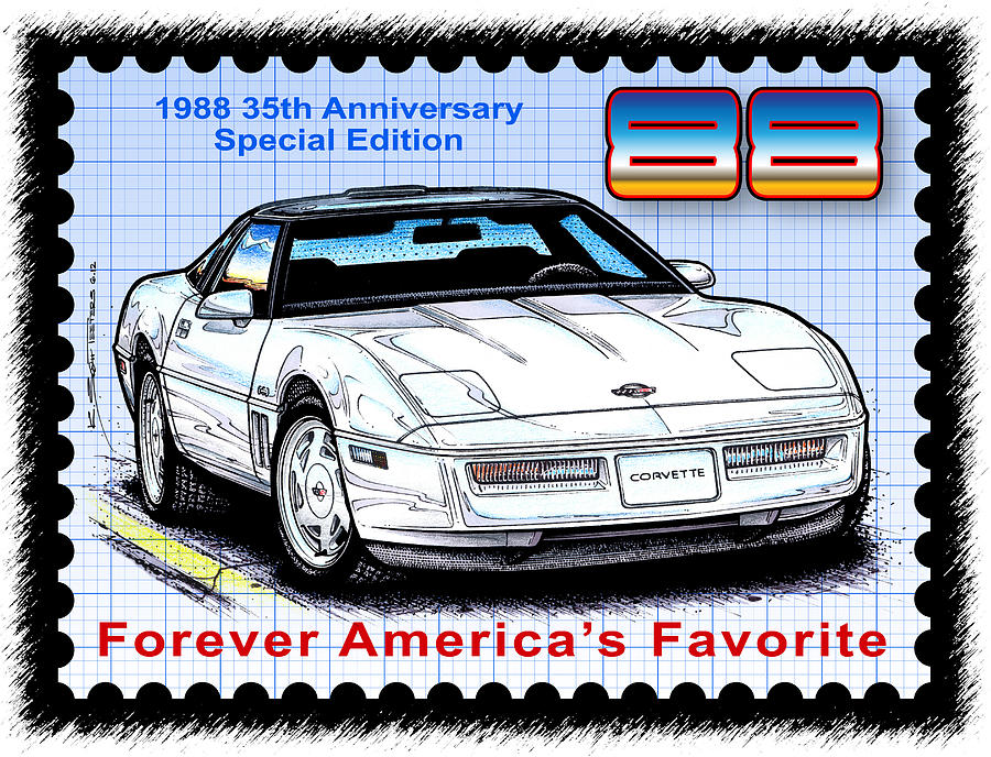 1988 35th Anniversary Special Edtion Corvette Digital Art by K Scott Teeters