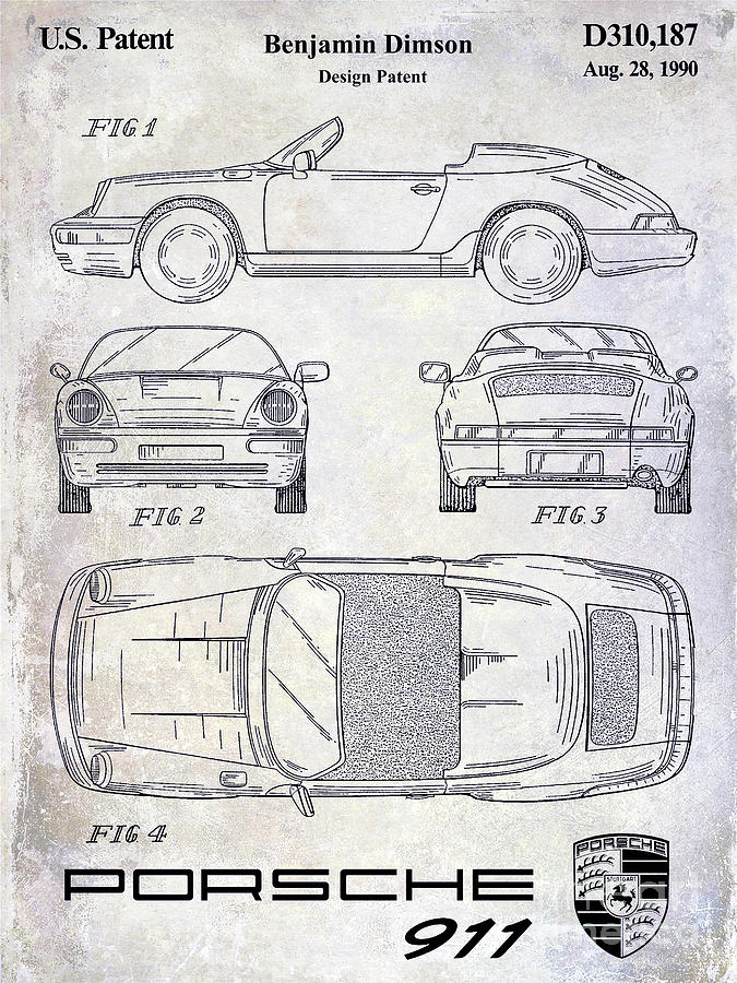 1990 Porsche 911 Patent Photograph by Jon Neidert