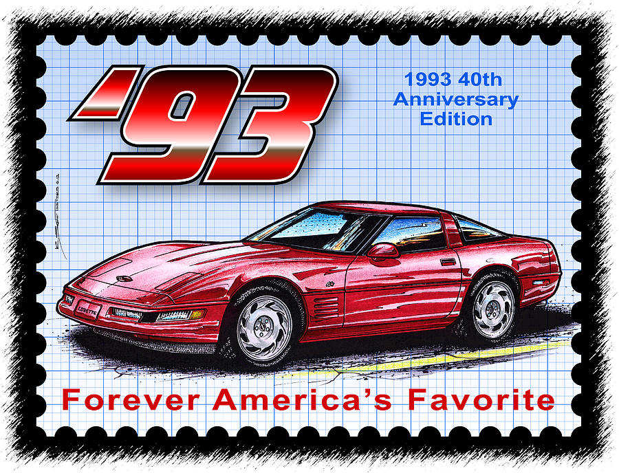 1993 40th Anniversary Edition Corvette Digital Art by K Scott Teeters