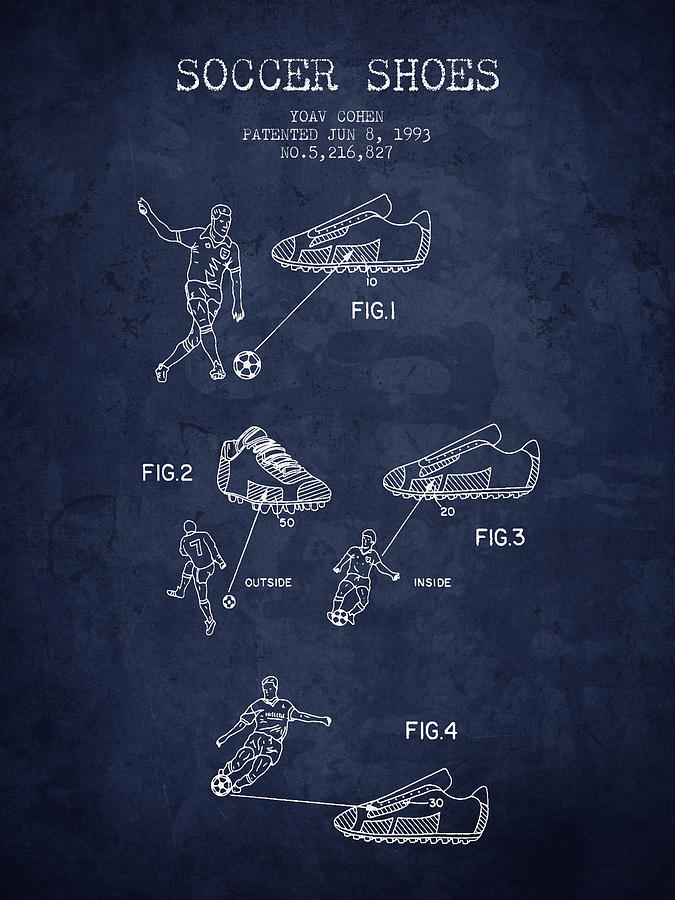 1993 Soccer Shoes Patent - Navy Blue - Nb Digital Art