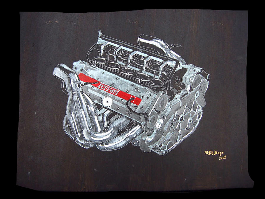 1996 Ferrari F1 V10 Engine Painting by Richard Le Page