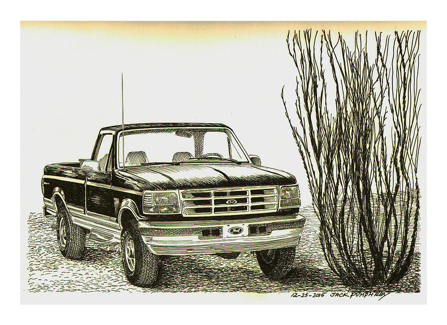 Ford Truck Drawing - Aaron Thomas Art Automotive Artwork Sketch
