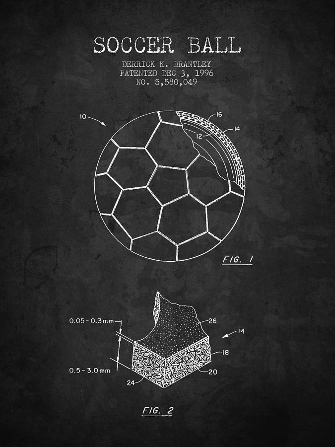 1996 Soccer Ball Patent Drawing - Charcoal - Nb Digital Art