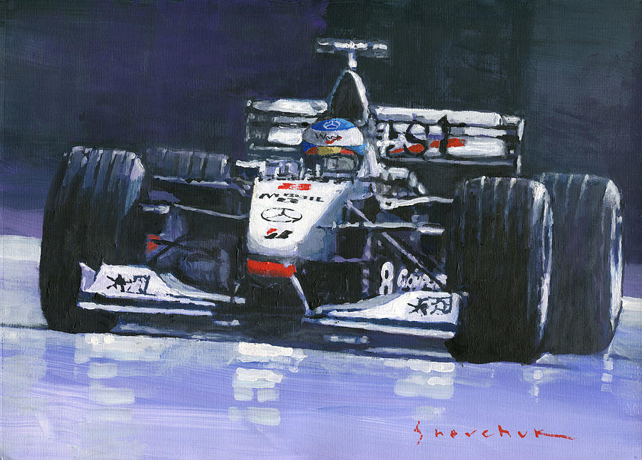 Automotive Painting - 1998 Mika Hakkinen World Champion Formula One  McLaren MP4-13 by Yuriy Shevchuk