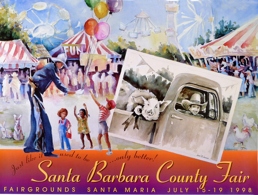 1998 Santa Barbara County Fair poster Painting by Joan Jones
