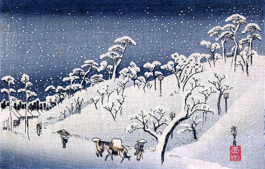 19th C. Snow on Asuka Hill Painting by Historic Image