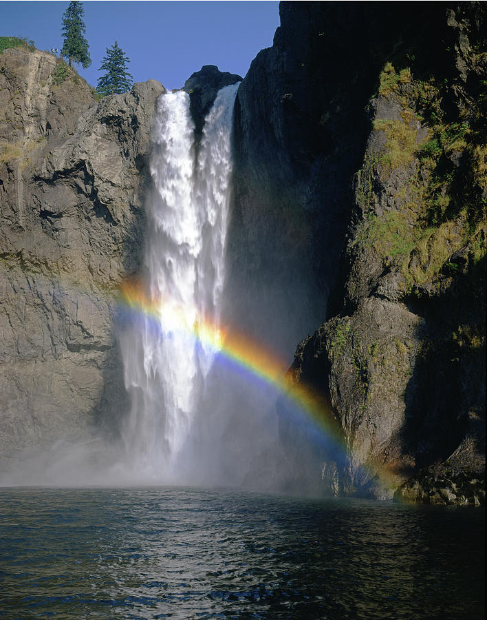 1M4716 Snoqualmie Falls and Rainbow Photograph by Ed Cooper Photography