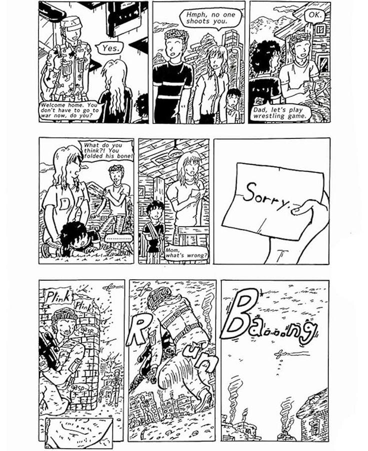 Bilingual Drawing - War addiction by Hisashi Saruta