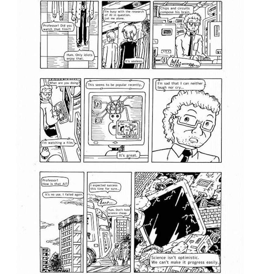 Comics Drawing - Slow progress of science by Hisashi Saruta