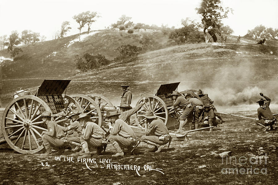Battery Photograph - 1st Battalion of Field Artillery, California National Guard Circa 1908 by Monterey County Historical Society