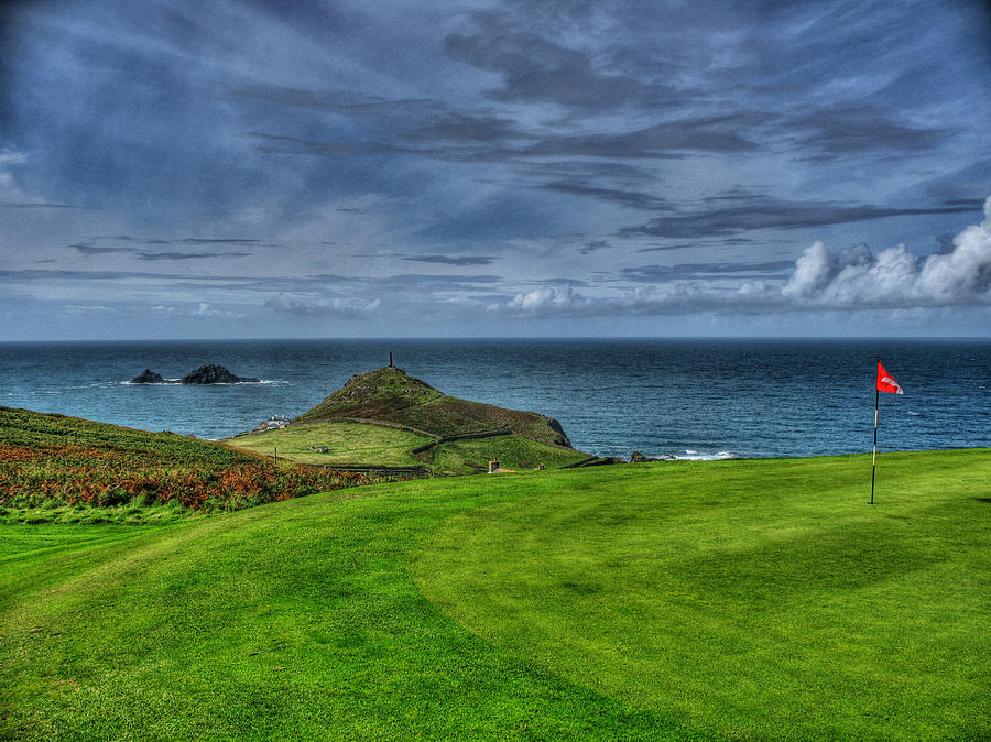 Golf Photograph - 1st green Cape Cornwall Golf Club by Chris Thaxter