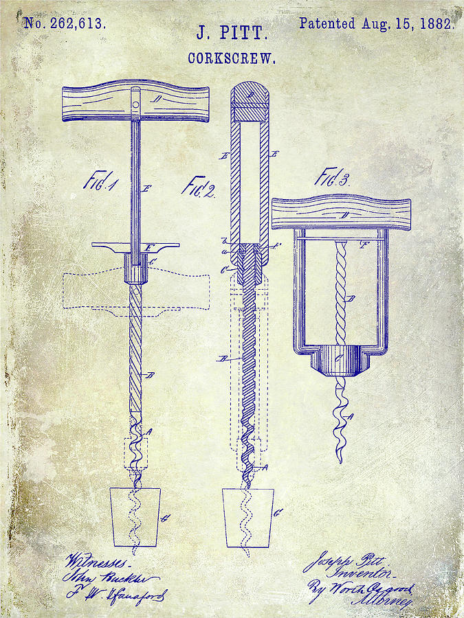 1882 Corkscrew Patent #2 Photograph by Jon Neidert