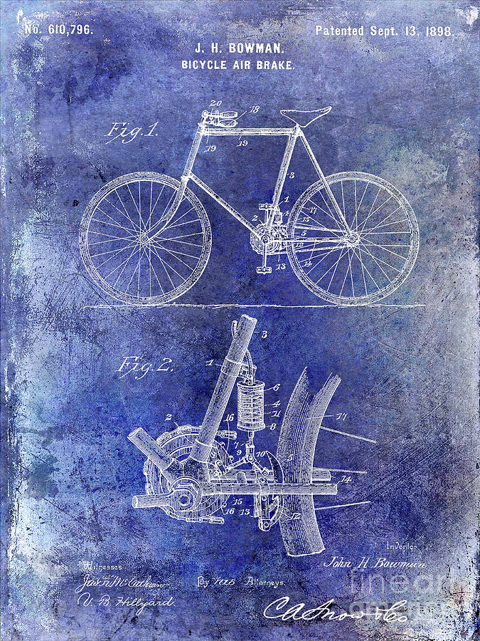 1893 Bicycle Patent #2 Digital Art by Jon Neidert