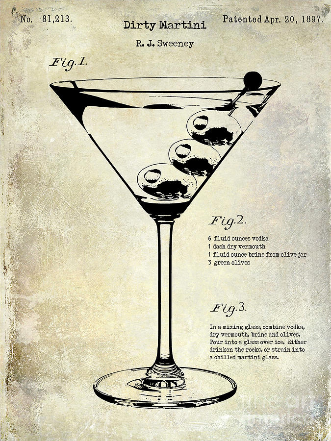 Martini Photograph - 1897 Dirty Martini Patent #2 by Jon Neidert