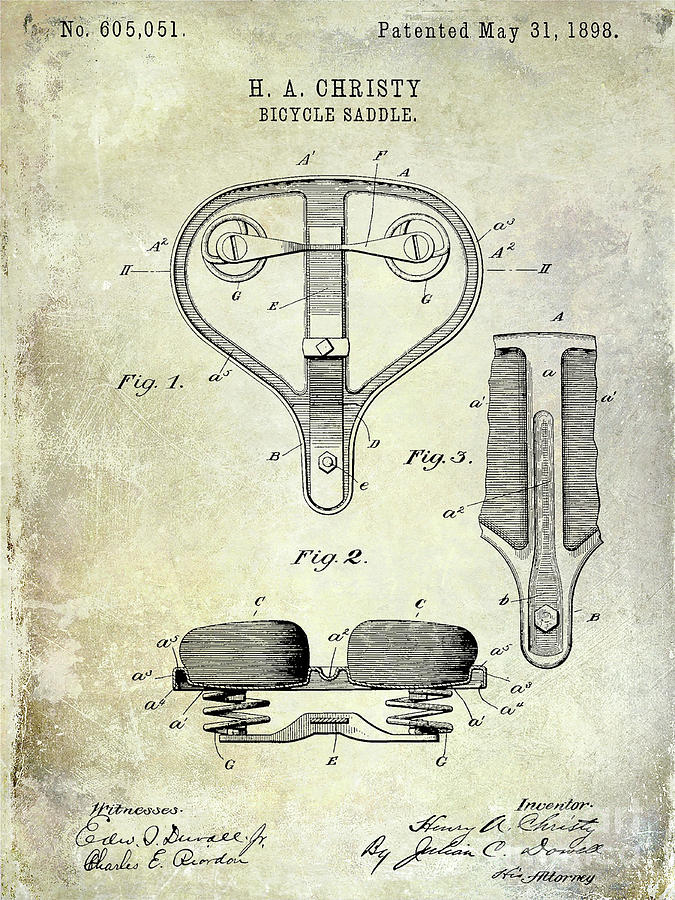 1898 Bicycle Saddle Patent #2 Photograph by Jon Neidert
