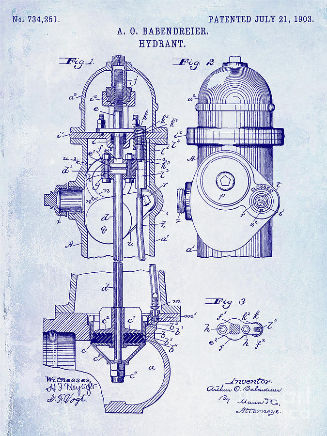 1903 Fire Hydrant Patent #2 Photograph by Jon Neidert