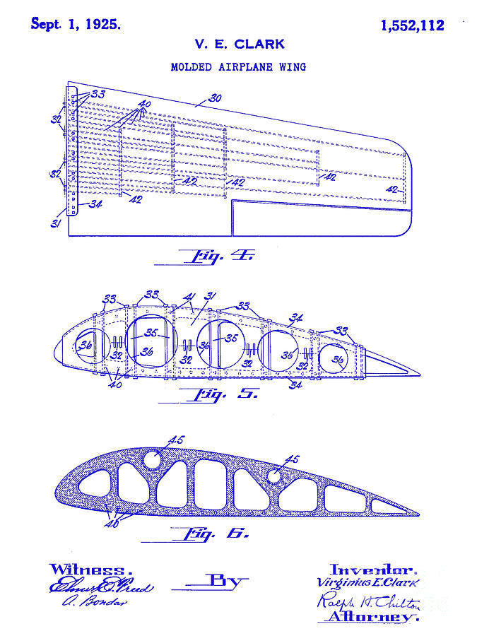 1925 Airplane Wing Patent #2 Photograph by Jon Neidert