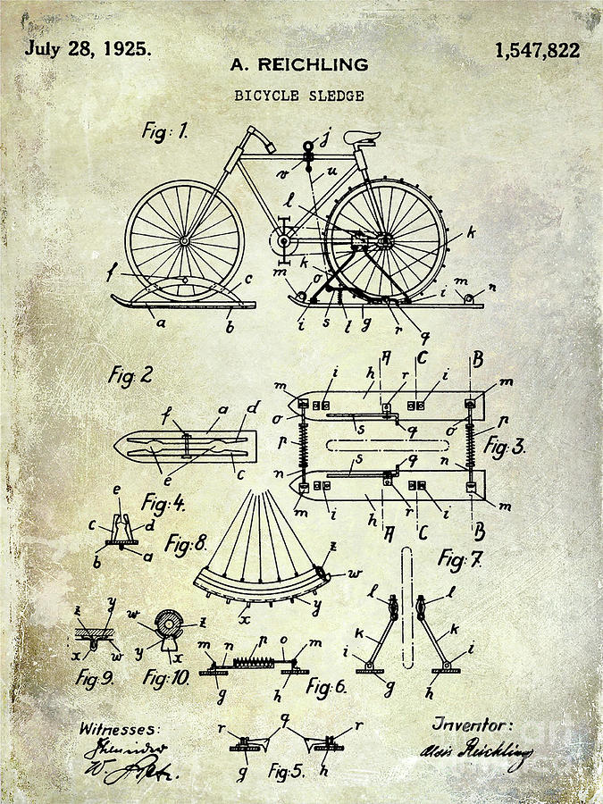 1925 Bicycle Patent #2 Digital Art by Jon Neidert