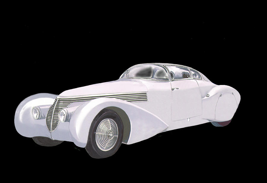 1938 Hispano-suiza H6c Saoutchik Xenia Coupe #2 Painting by Jack Pumphrey