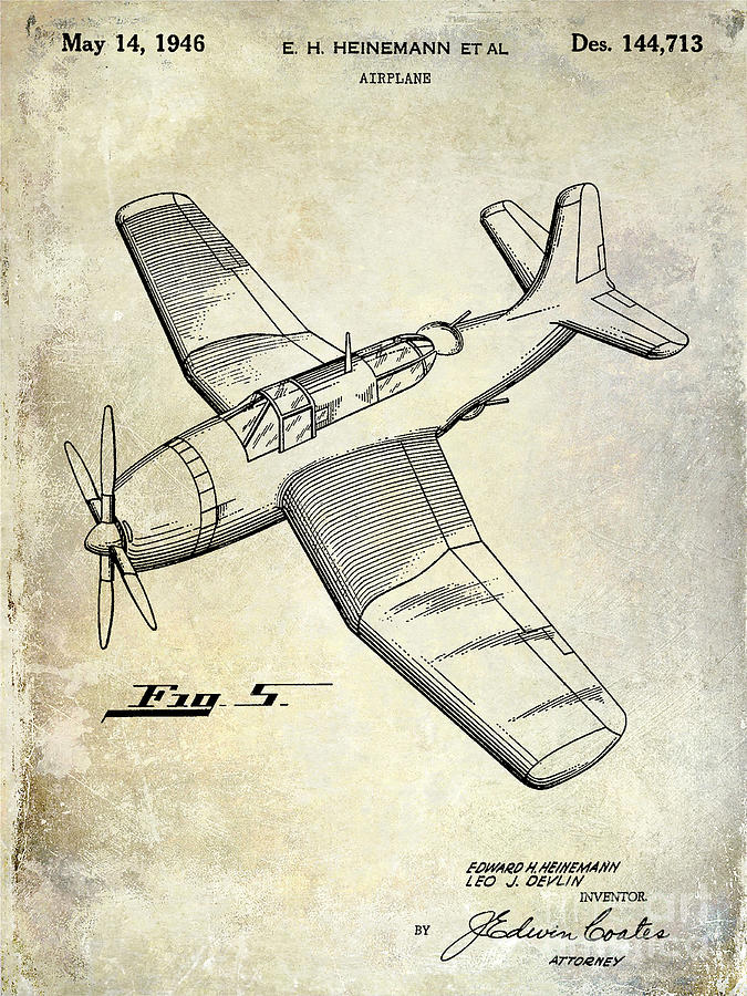 Airplane Photograph - 1946 Airplane Patent #3 by Jon Neidert