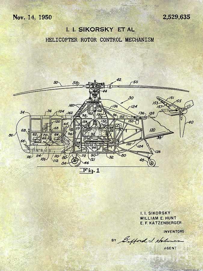 1950 Helicopter Patent #2 Photograph by Jon Neidert