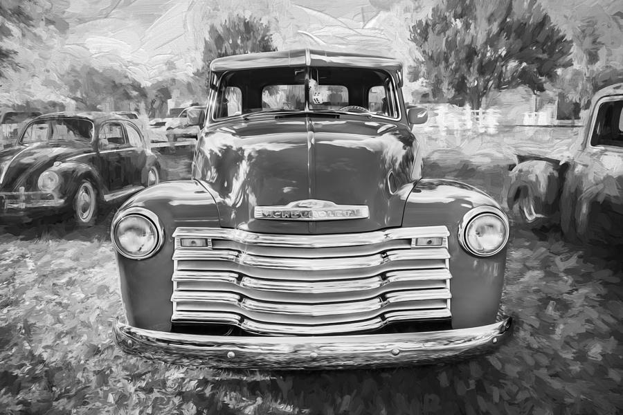 1952 Chevrolet 3100 Series Pick Up Truck Painted BW   #3 Photograph by Rich Franco