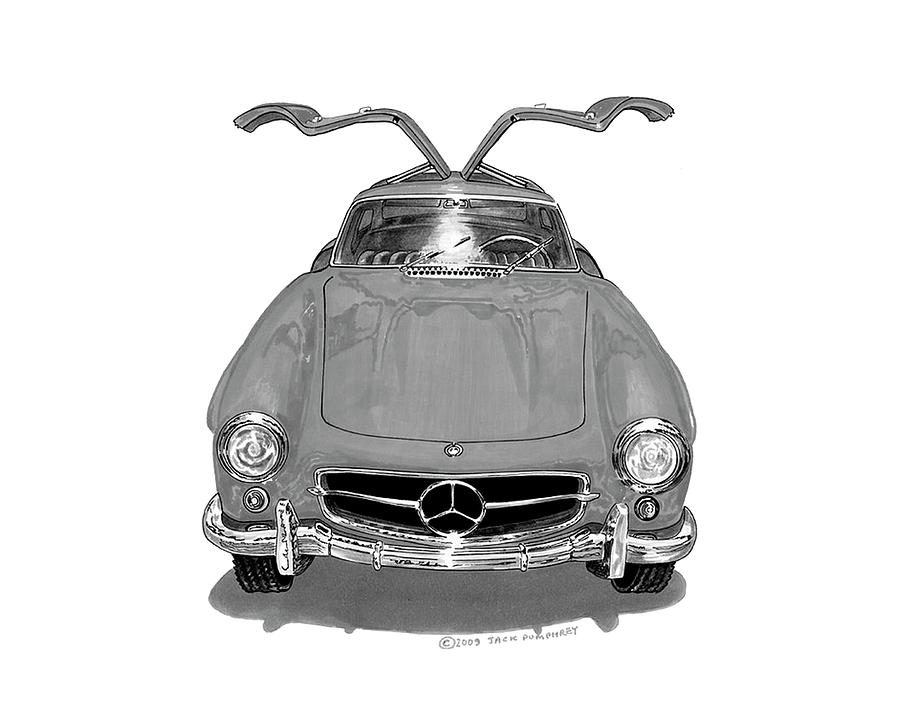 1955 Mercedes Benz 300 S L Gull Wing #2 Painting by Jack Pumphrey