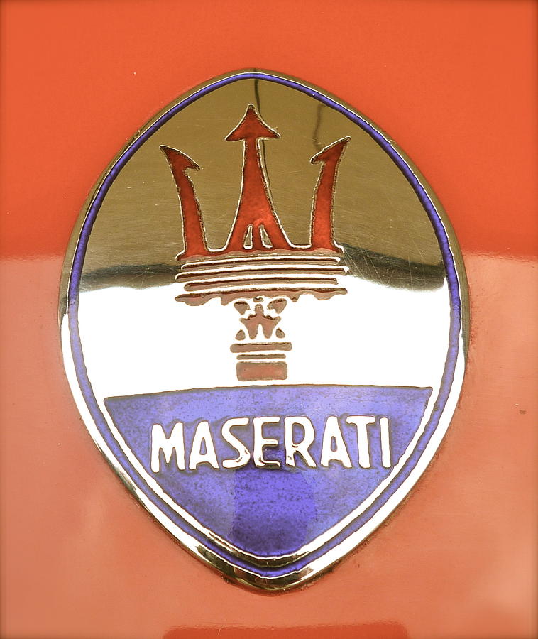 1957 Fangio Maserati 250F Hood Badge #2 Photograph by John Colley