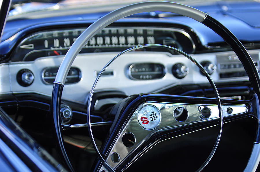 1958 Chevrolet Impala Steering Wheel #2 Photograph by Jill Reger
